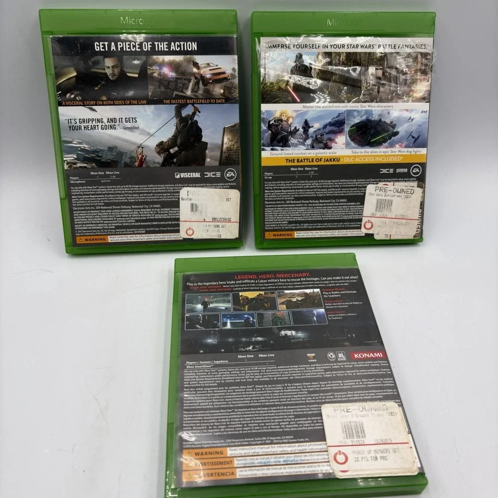 Xbox One 3 Games Battlefield Hardline Star Wars Battlefront Metal Gear Solid